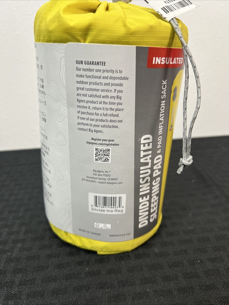 Big Agnes Divide Insulated Sleeping Pad 20x72,New