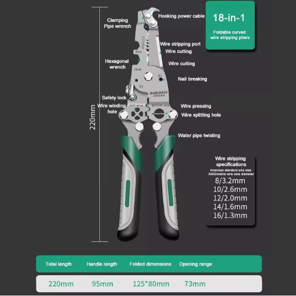 Foldable Wire Strippers Wire Stripping Tool Electrical Pliers For Electrician ❆