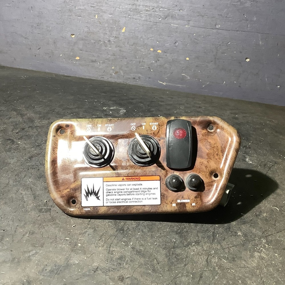 Boat Dual Ignition Switch Panel | Woodgrain