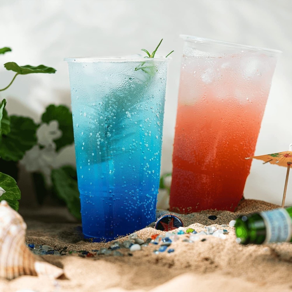 [32oz - 600 Ct] Plastic Cold Disposable Plastic Cups 104.5mm Diameter Recyclable