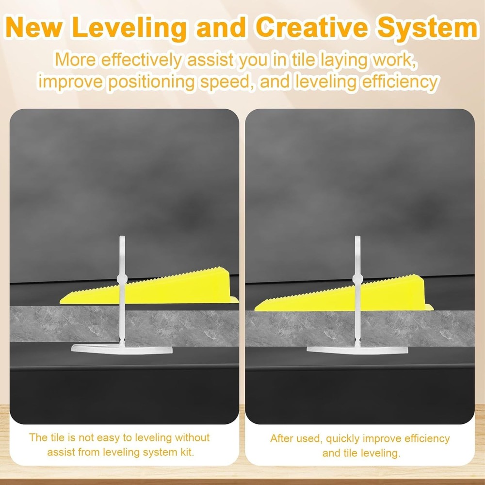 Tile Leveling System with Tile Pliers and Hammer - 300 Piece Tile Spacers Cli...