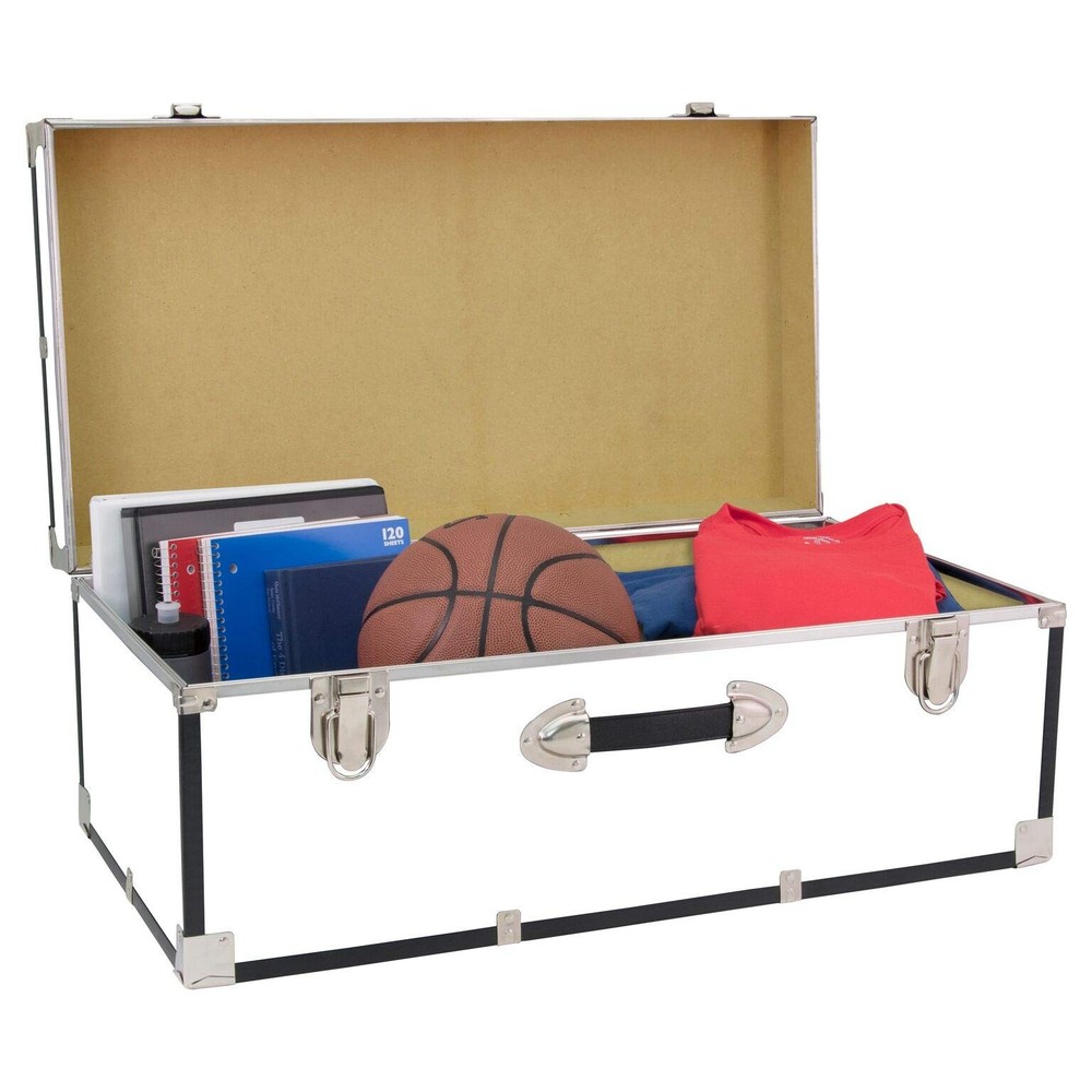 Seward Trunk Basic 30In White Storage Chest with Latches