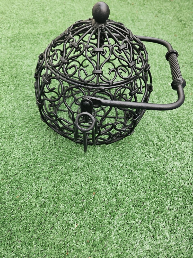 Vintage Iron Teapot Basket, Black