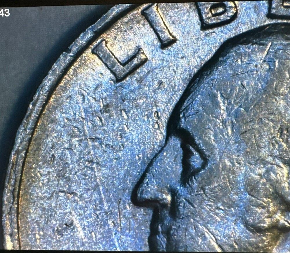 1985-D 25C Washington Quarter - Multiple Errors / Rim Doubling / DDR Errors