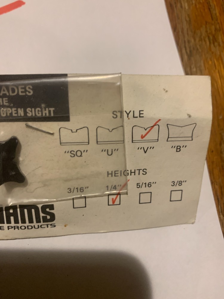 Williams Sight Blade for Guide Open Sight V Notch 1/4" High