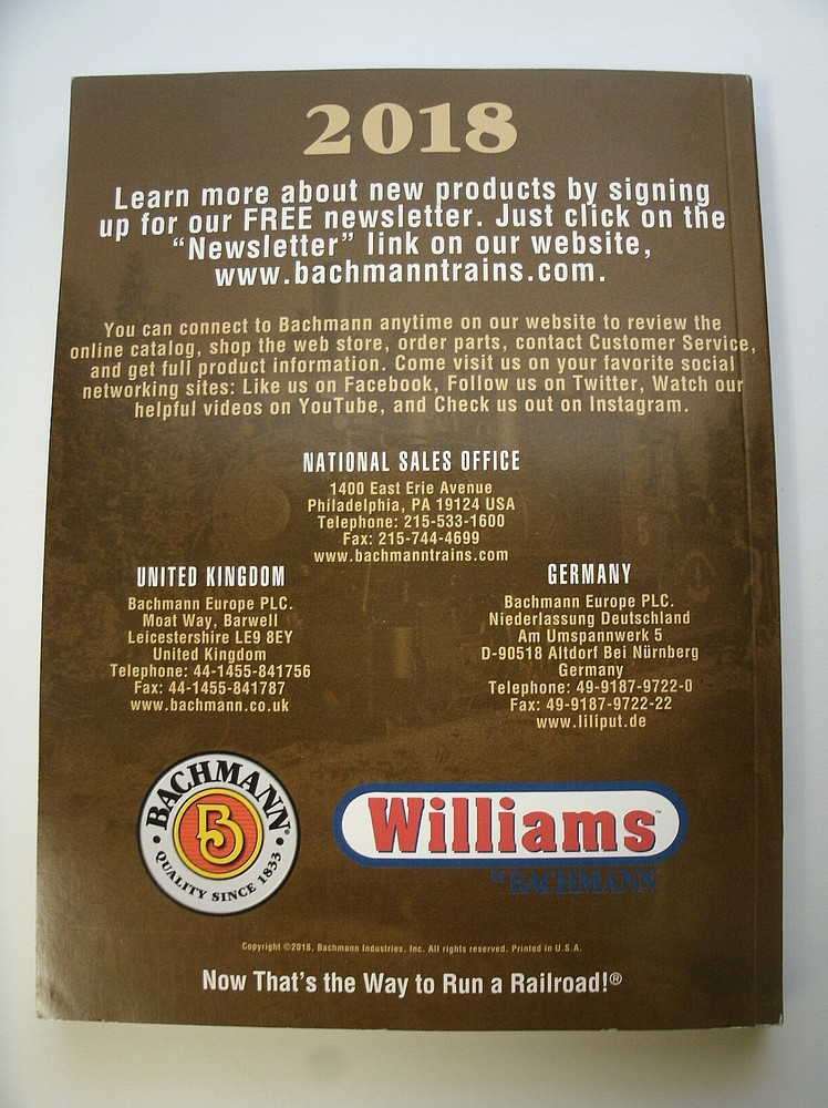 2018 Bachmann & Williams Trains Catalog