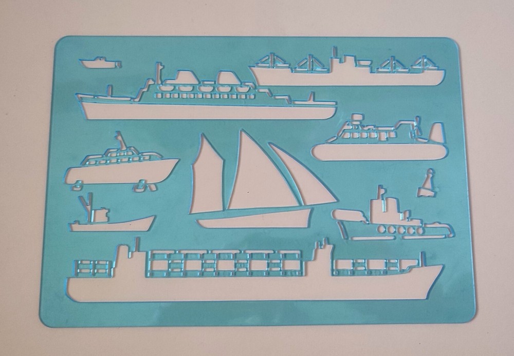VINTAGE PLASTIC DRAFTING CURVES. SHIPS. SOVIET STENCIL. RARE