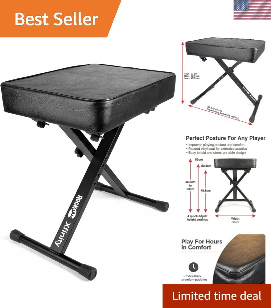 Adjustable Padded Keyboard Bench or Piano Stool with Lessons.