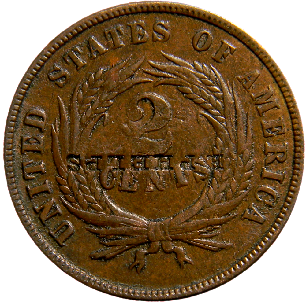1865 2 Cents E Phelps Counterstamp (02801)