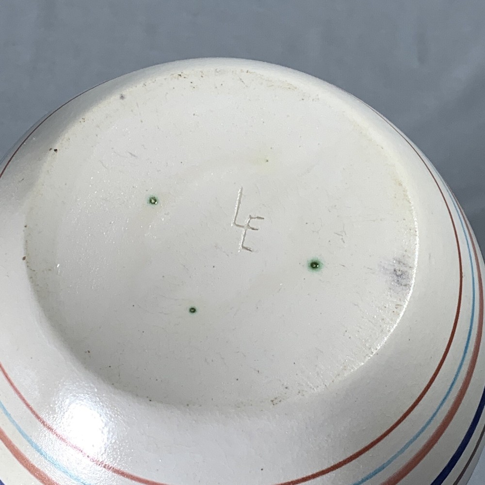 Vtg Pottery Vase With Concentric Circles Signed