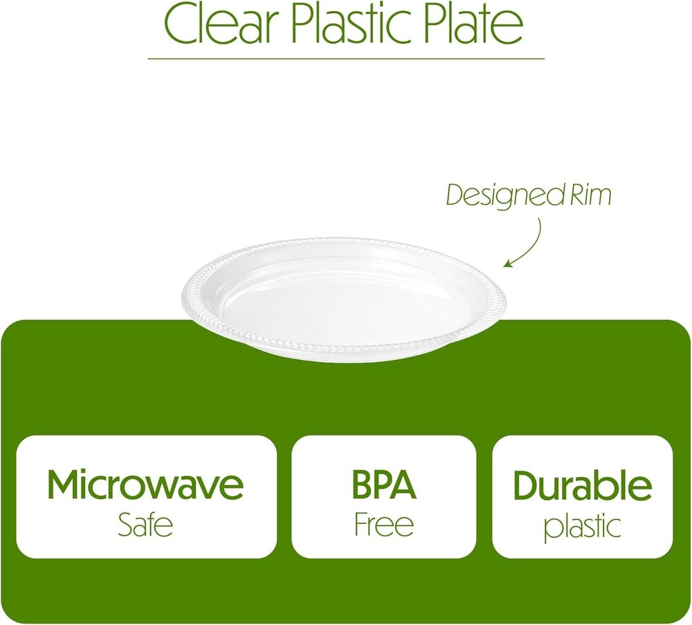40 Pack Clear Plastic Plates 7 Inch Durable Disposable Plastic Dinner Plates ...