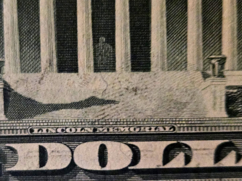 1977 $ five dollar bill back error uncirculated crisp