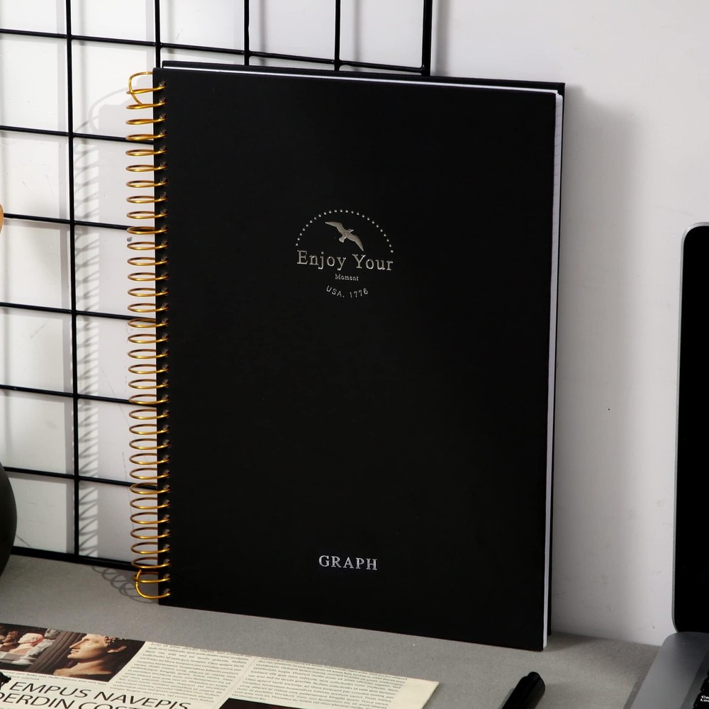 FLYING EAGLE 8.5 x 11 Large Graph Notebook Journal Spiral Graph, Black