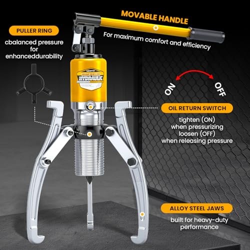 Hydraulic Gear Puller Kit, Wheel Bearing Pulling Separator, 3 Jaw 10 Ton