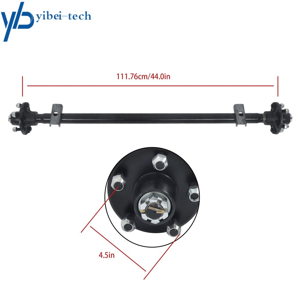 Trailer Axle 2000lbs 44"/47.5"/52"/54"/57"/58" Hub Face w/ 5x4.5 Idler Boat Axle
