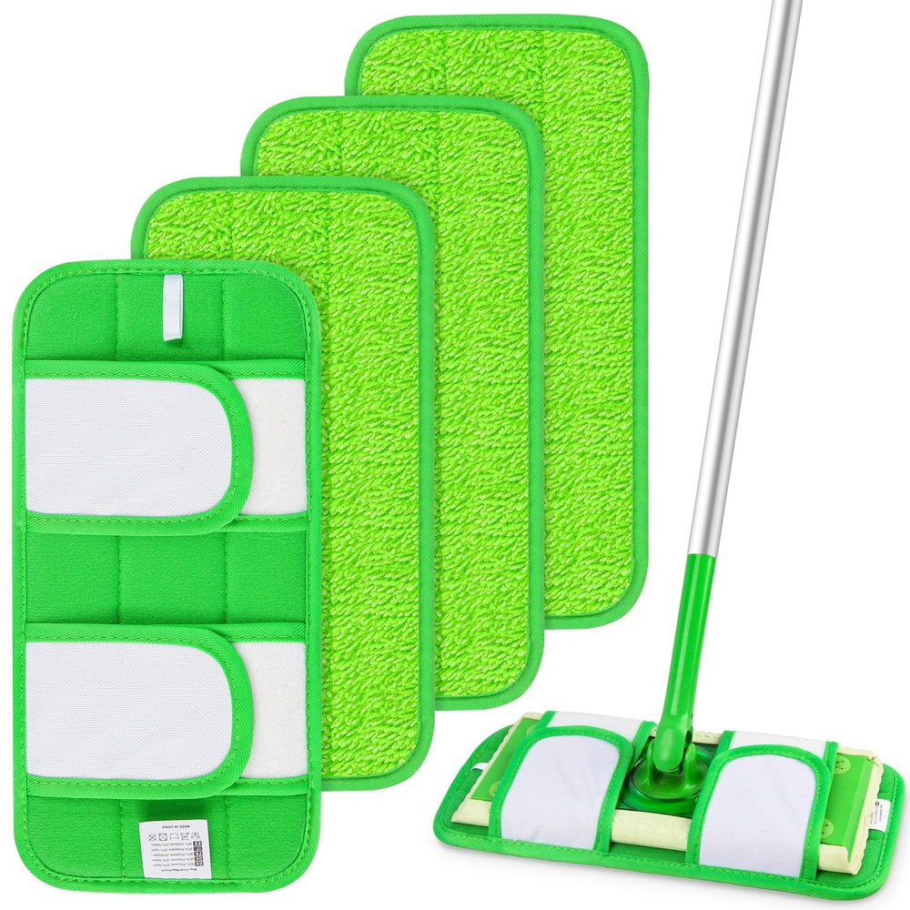 Microfiber Mop Refills, Compatible With Sweeper Mops, 4 Pack, Green