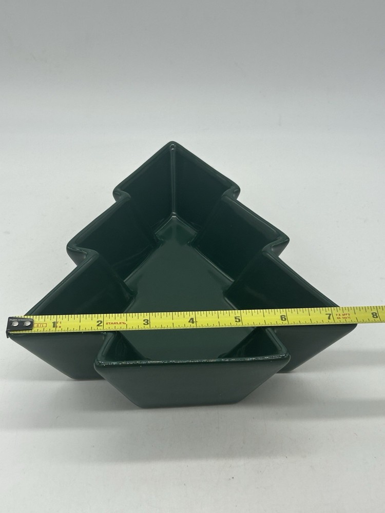 TAG Ceramic Dark Green 9" Christmas Tree Shaped Nuts/Snacks/Candy Dish