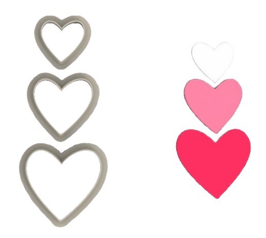 Triple Heart Valentine Polymer Clay Cutters