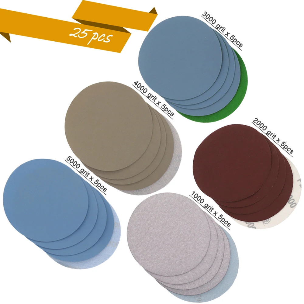 25PCS 75mm /3'' Inch Sanding Discs Hook Loop Sandpaper Grit 1000 /2000 /3000/ 40