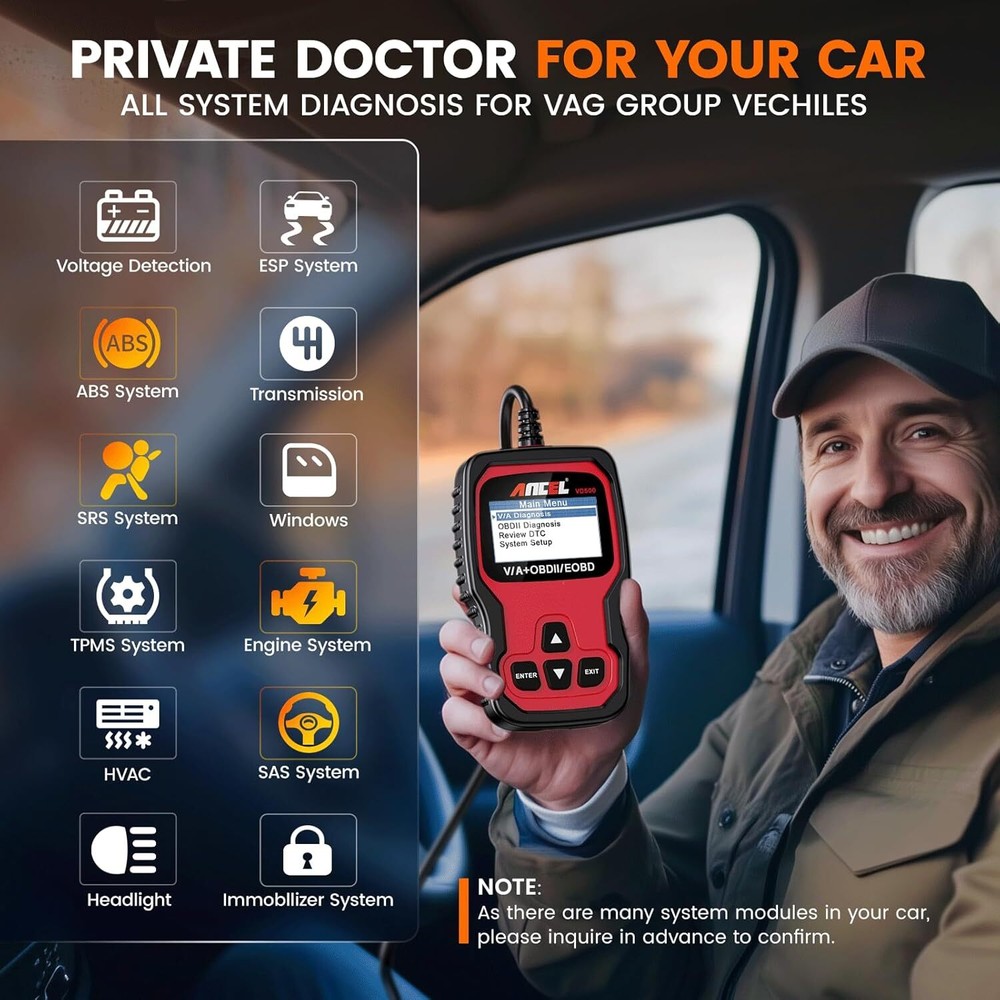 Ancel VD500 OBD2 Scanner Full System Code Reader Car Diagnostic Tools For VAG VW