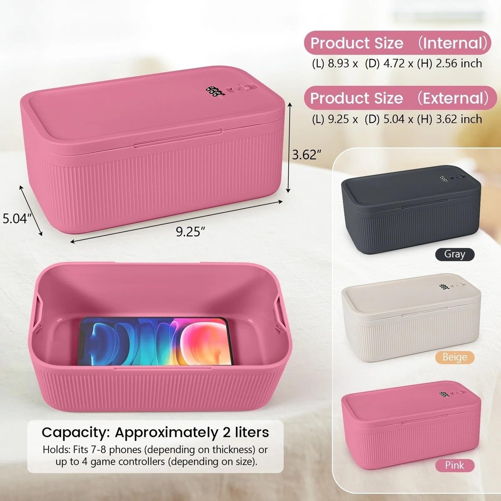 Small Lock Box,Lockable Storage Box with Combination Code 9.25 inches, Pink