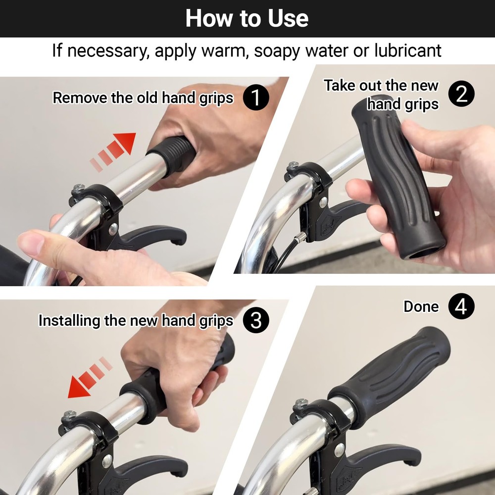 Rollator Hand Grips Replacement for Elderly & Disabled - Rolling Black-A