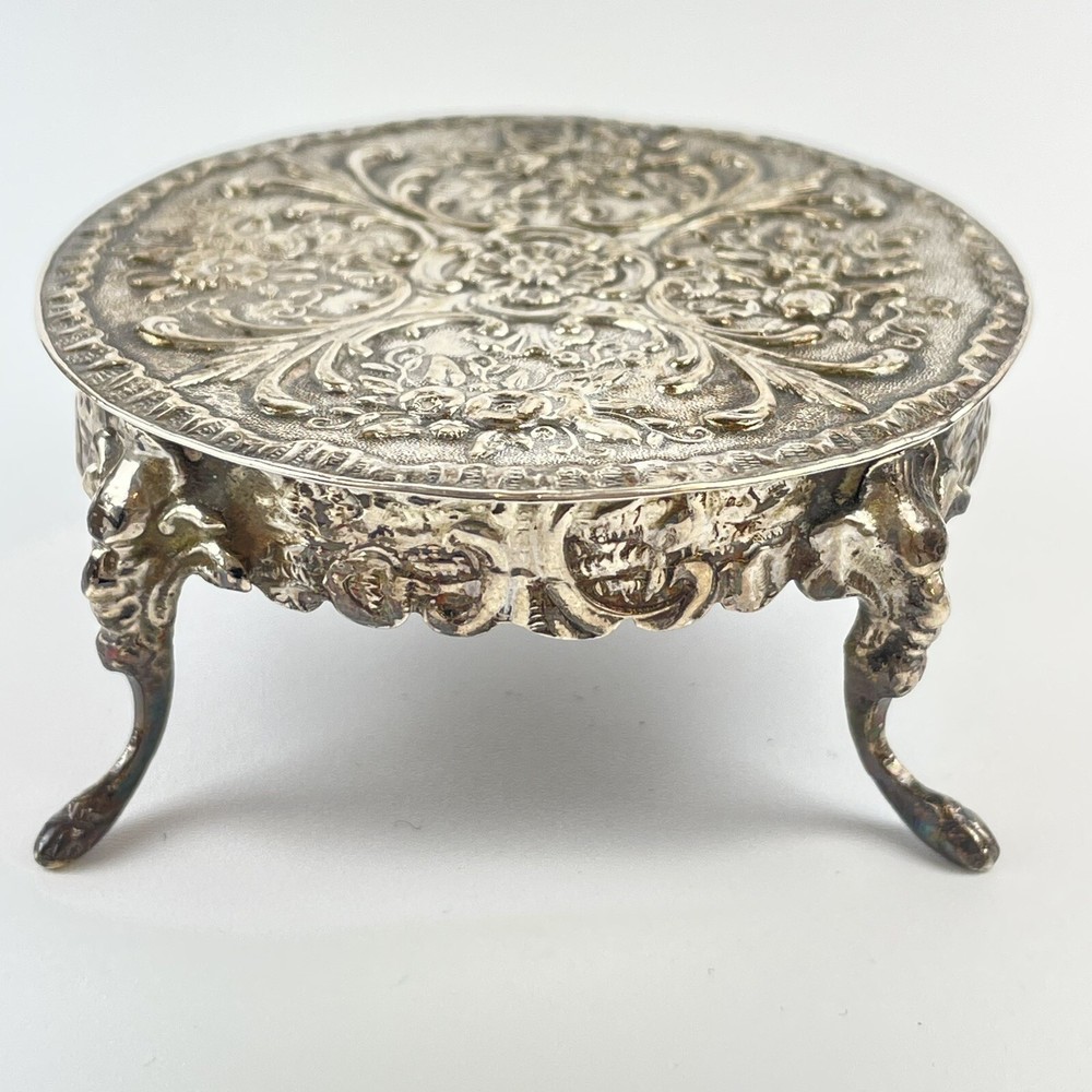 Antique Solid Silver Miniature Rococo Style Round Table Isaac Manheim 1902