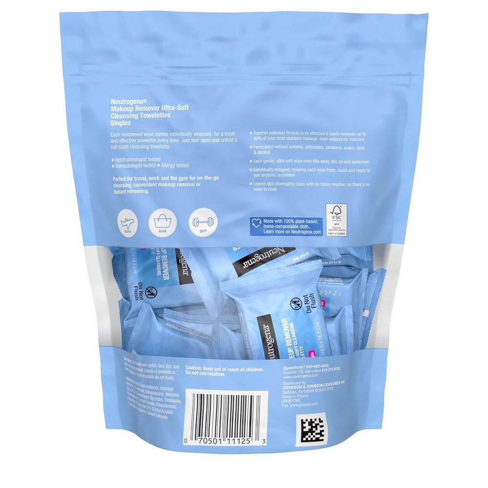 Neutrogena Makeup Remover Singles 20ct (2 Pack) Individually Wrapped Wipes