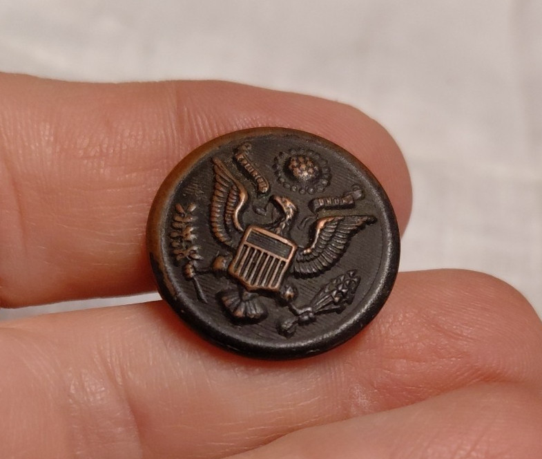 Antique WW1 U.S. Button (1901 - 1920) AM Button Co. Shield Raised