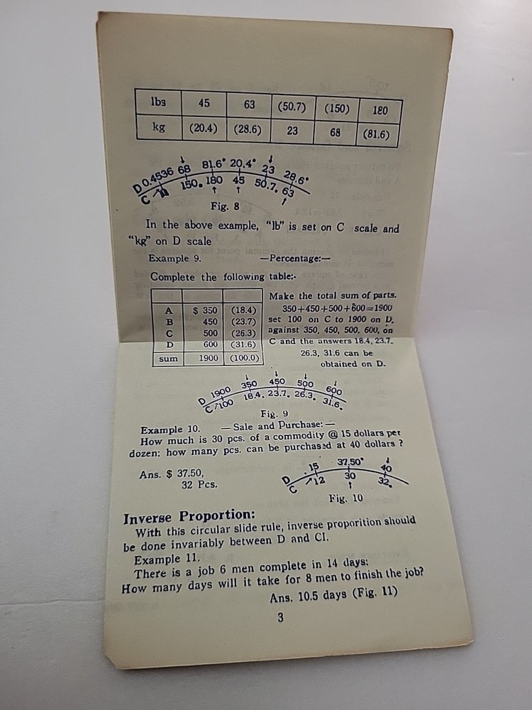 Key Line's Concise Circular Slide Rule Instructions