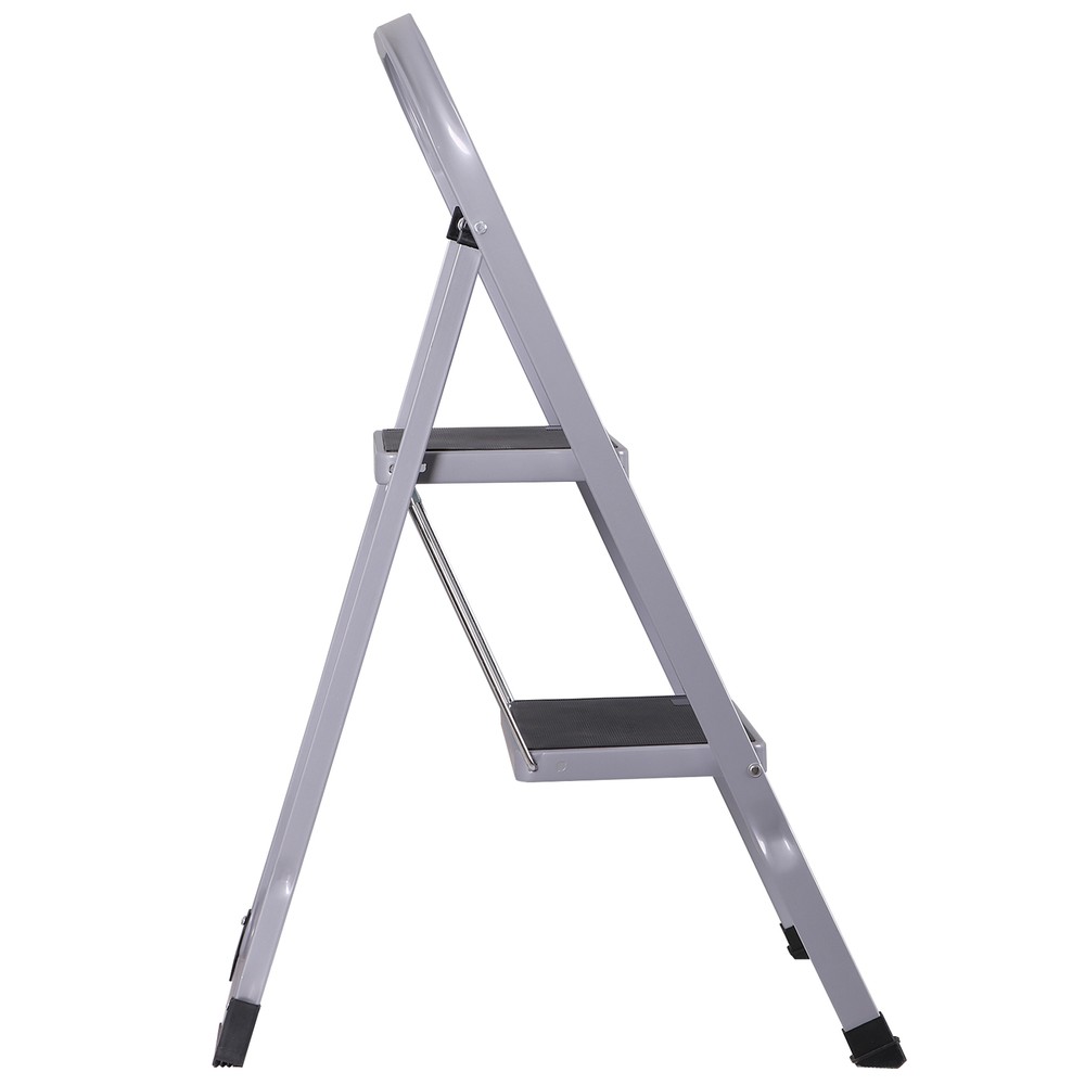 2 Step Ladder Folding Step Stool with Convenient Handgrip Handle 380 lbs Gray