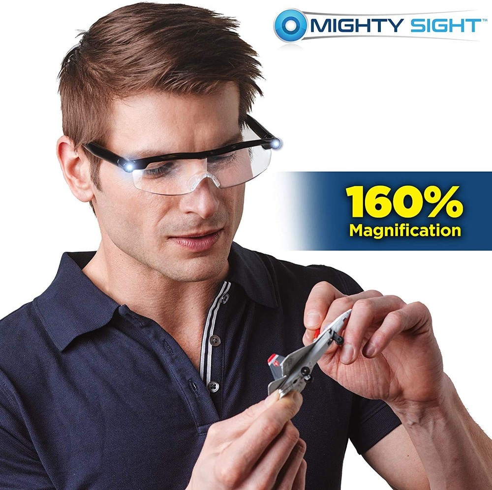 Ontel LED Magnifying Eyewear, Black, Pack of 2