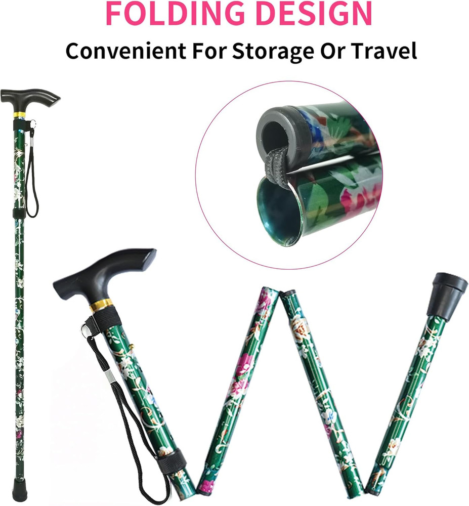 Folding Cane, 5-Level Adjustable Height Lightweight Portable Foldable Walking Ca