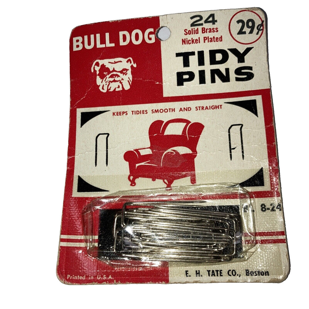 Vintage 24 Solid Brass multi purpose Bulldog Tidy Pins