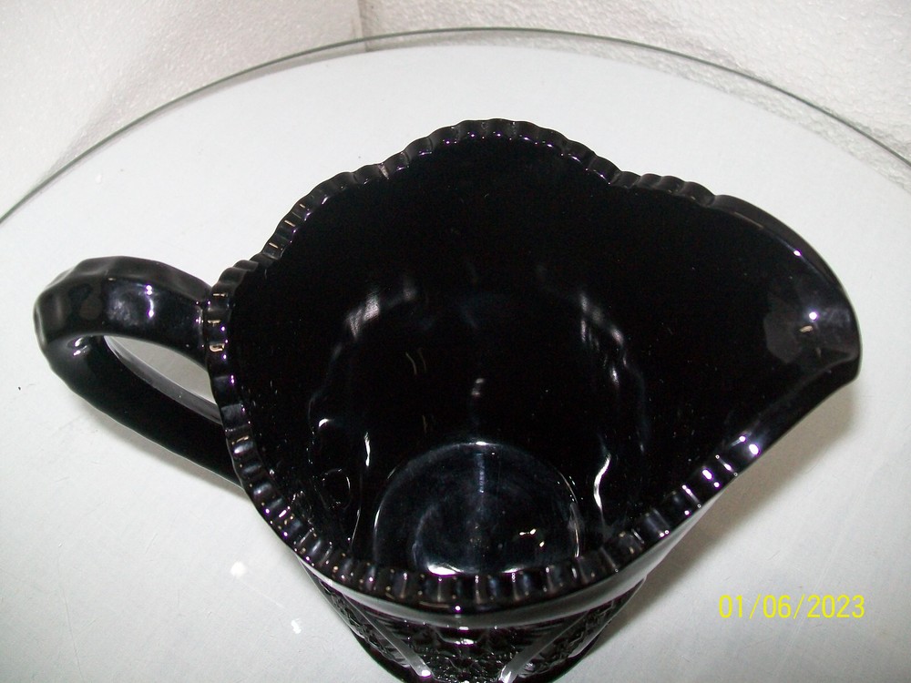 Sunburst Black Milkglass Pitcher