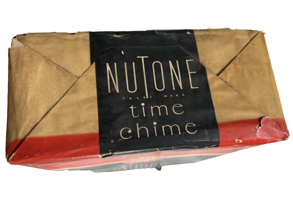 1946 MCM NUTONE WHITE & CHROME KITCHEN CLOCK & DOOR CHIME COMBINATION NEW !!!