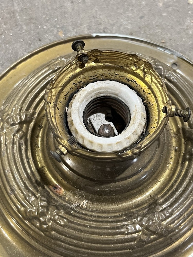 Antique Brass Flush Mount 8” Single Light Ceiling Fixture