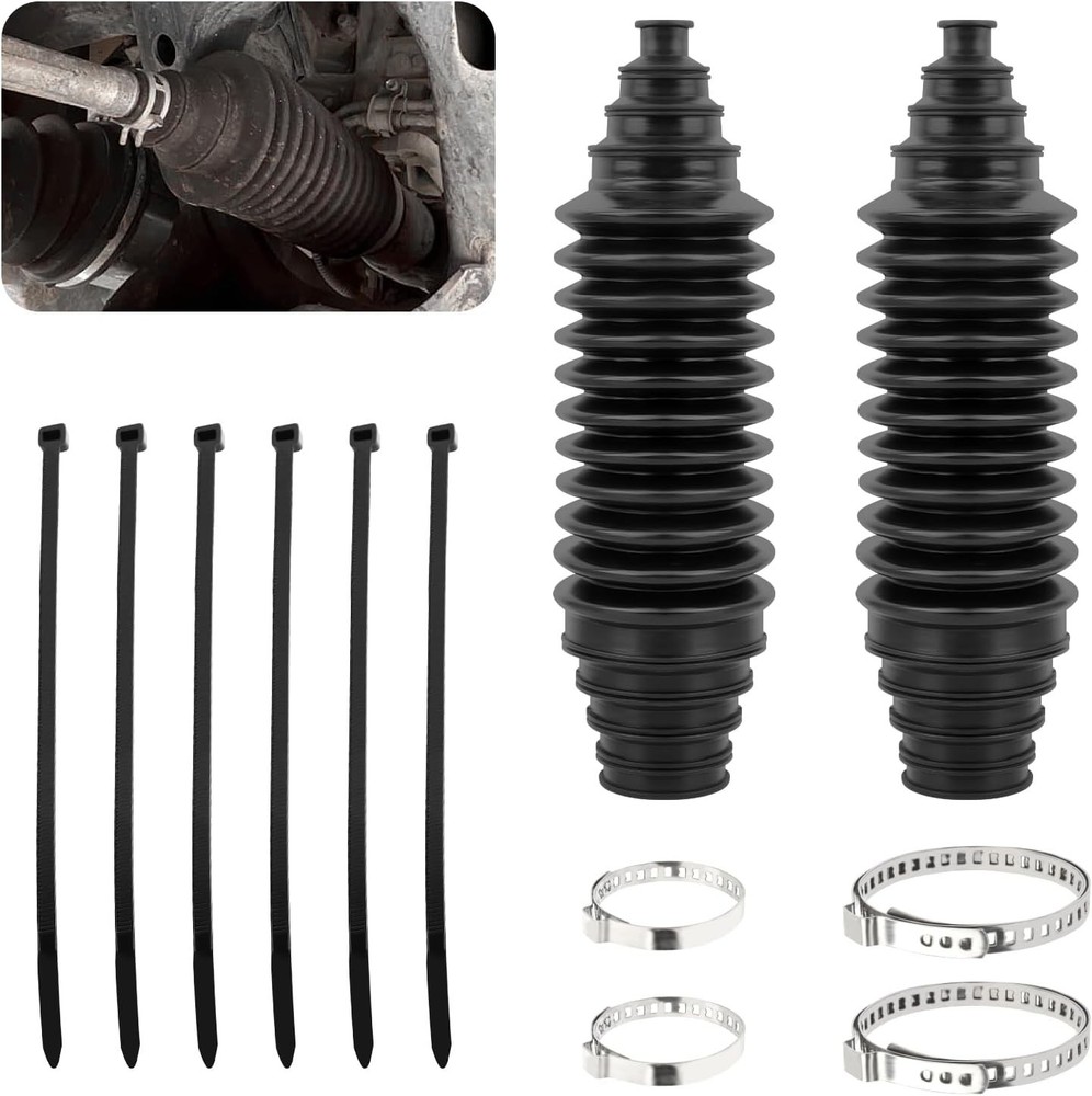 2PCS Inner Tie Rod Boot Kit Adjustable Rack Pinion Bellow Steering Boots Set