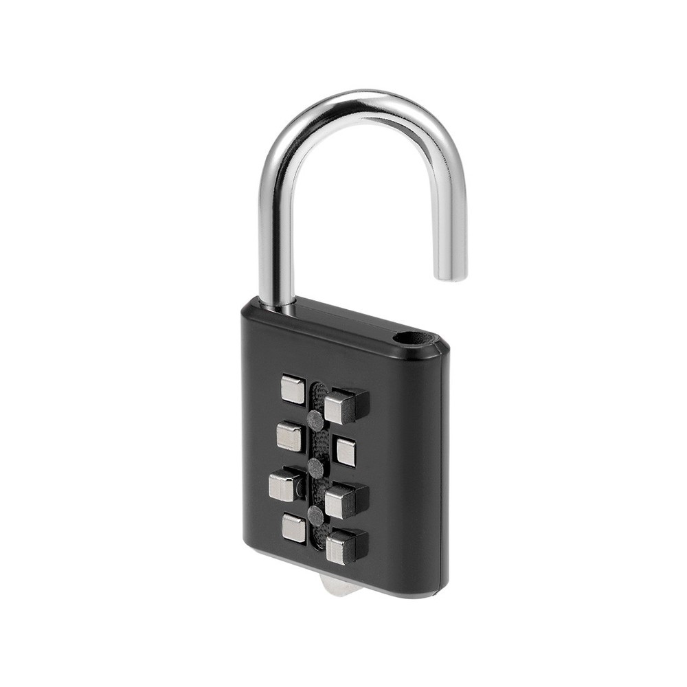 8-Digit Push Button Lock Black Cabinet Combination Padlock , 1Pcs