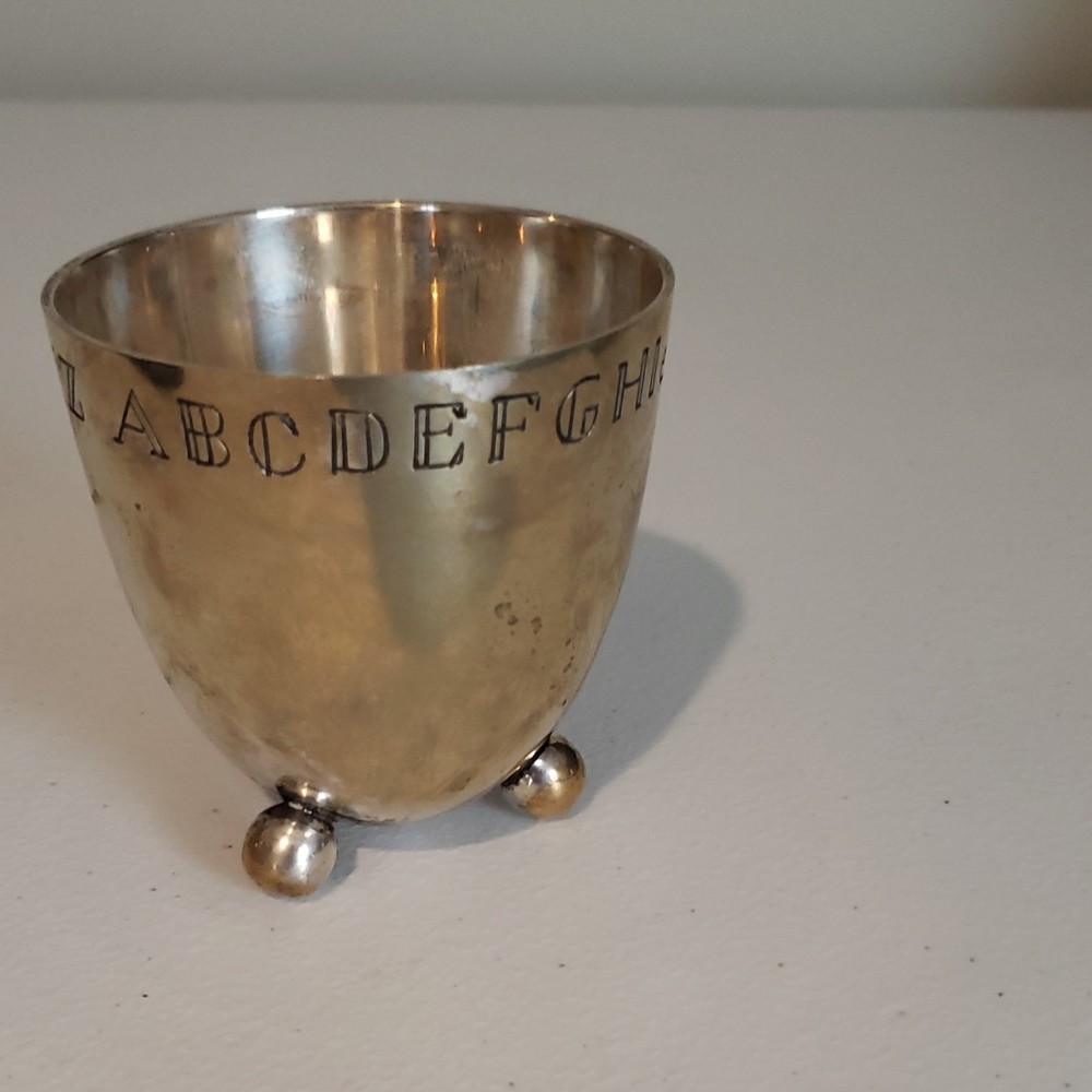 Silverplate Alphabet Egg Cup with Ball Feet
