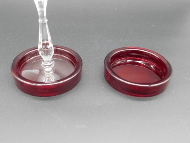 2 Vintage Ruby Red Glass Coasters