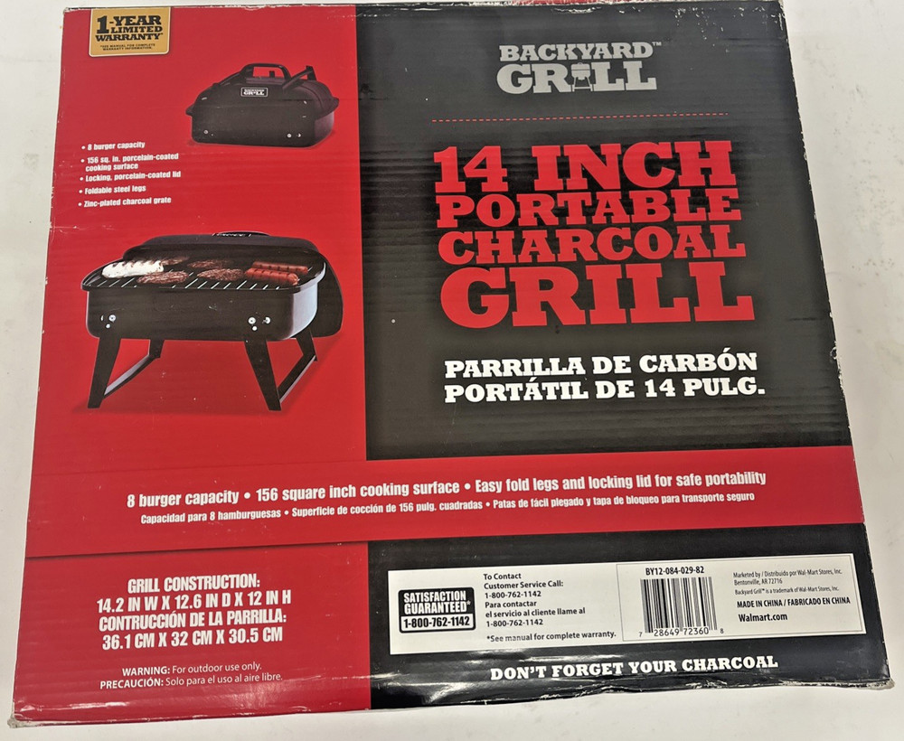Backyard Grill 14” Portable Foldable Charcoal - NEW IN BOX