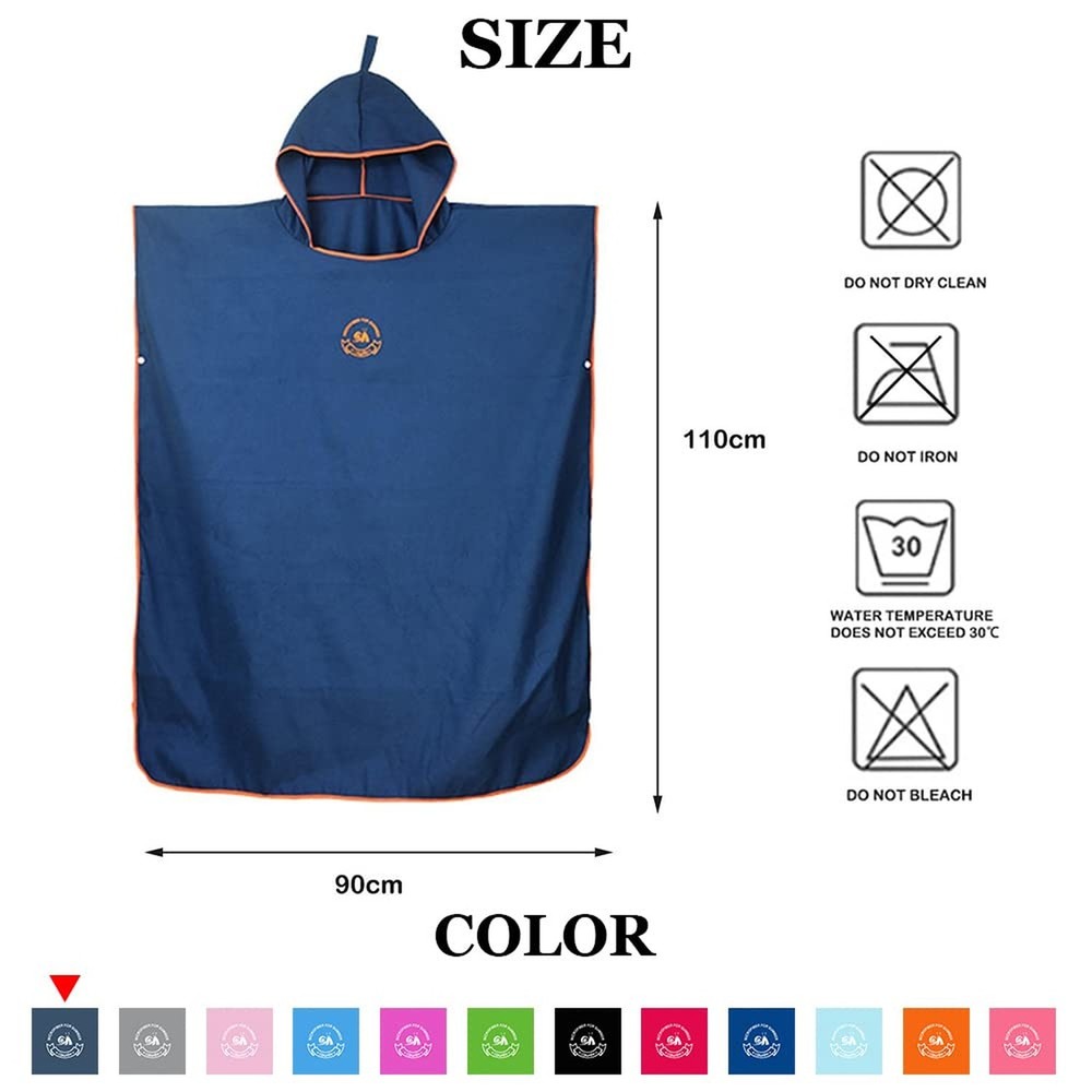 Hiturbo Microfiber Surf Poncho, Wetsuit Changing Bath Robe, Quick Dry Pool Sw...