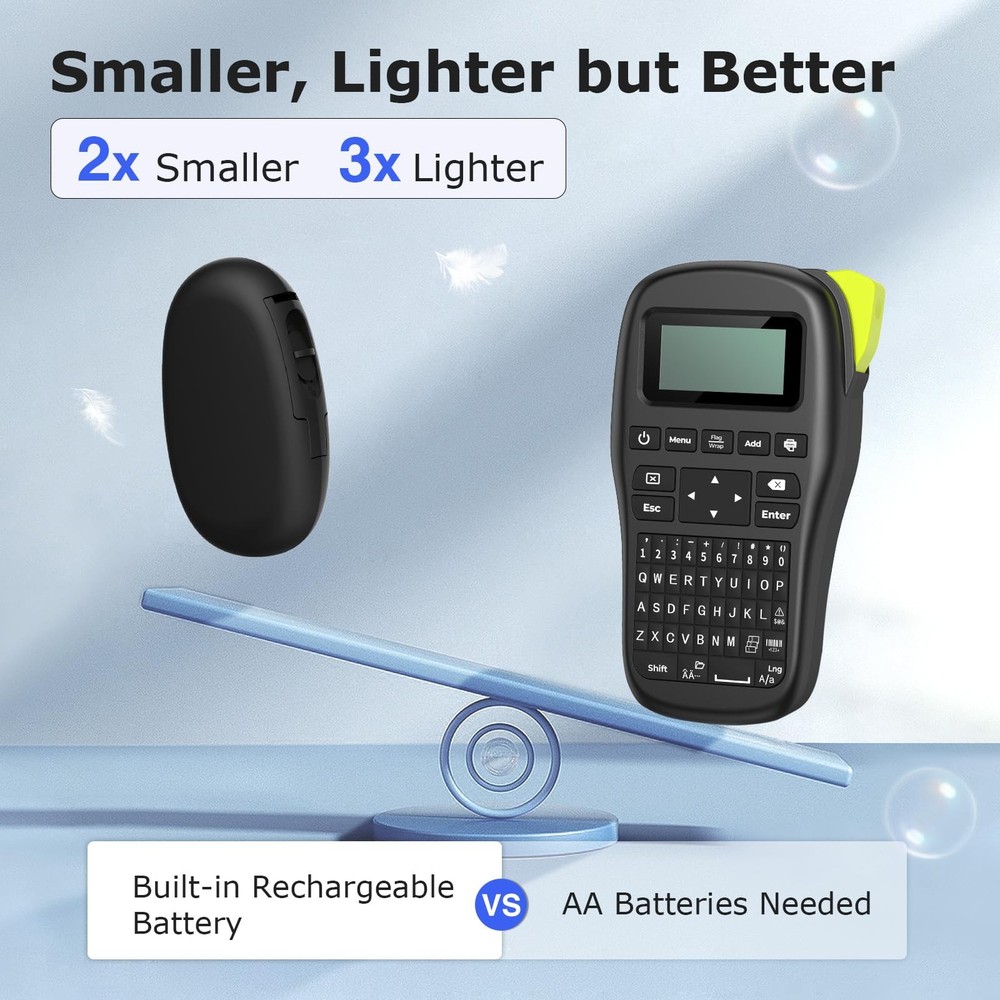 E10 Bluetooth Label Maker Machine Tape Continuous Waterproof App Fonts Black