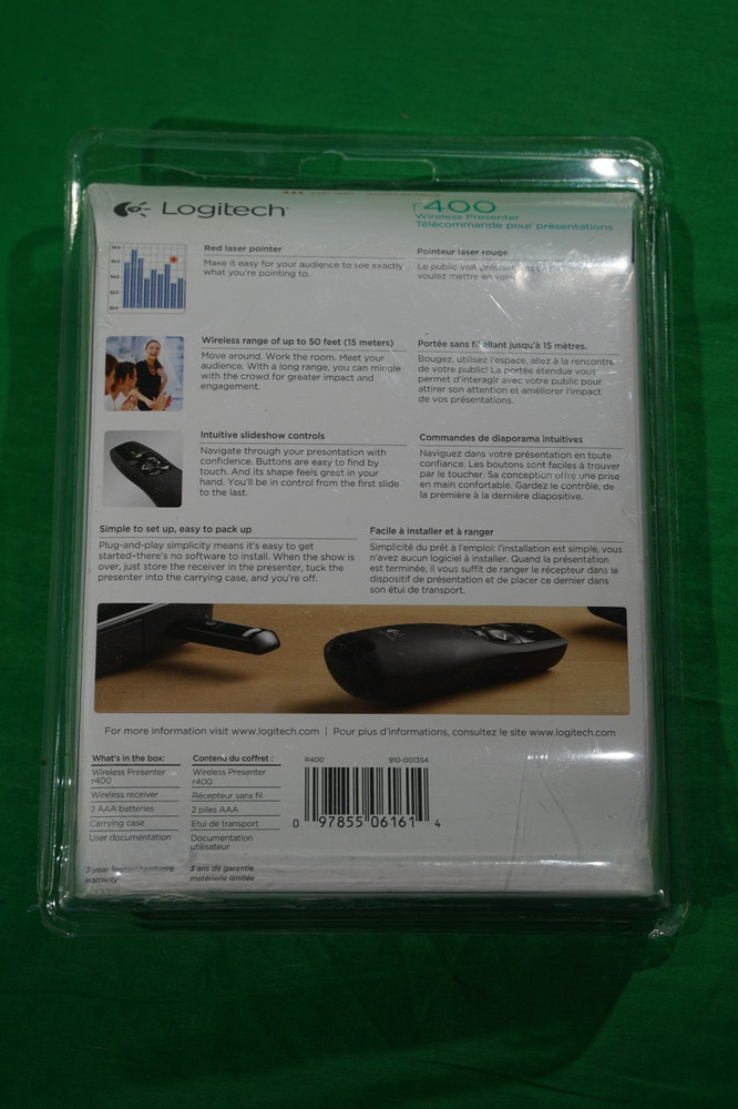 Logitech R400 Presenter Remote Control & Laser Pointer New Sealed