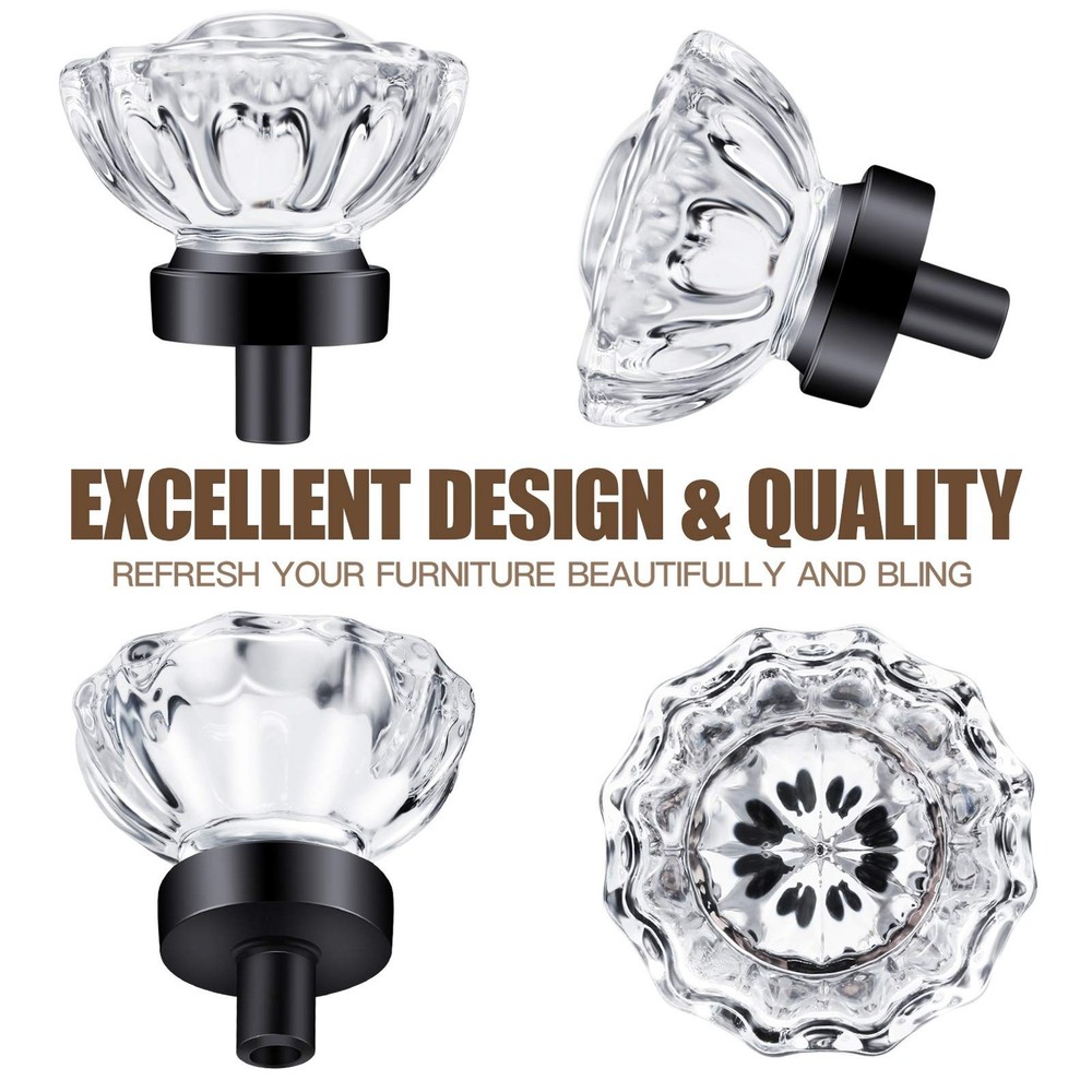 4 Pack Crystal Knobs Drawer Knobs Vintage,Glass Crystal knobs for Dresser Dra...