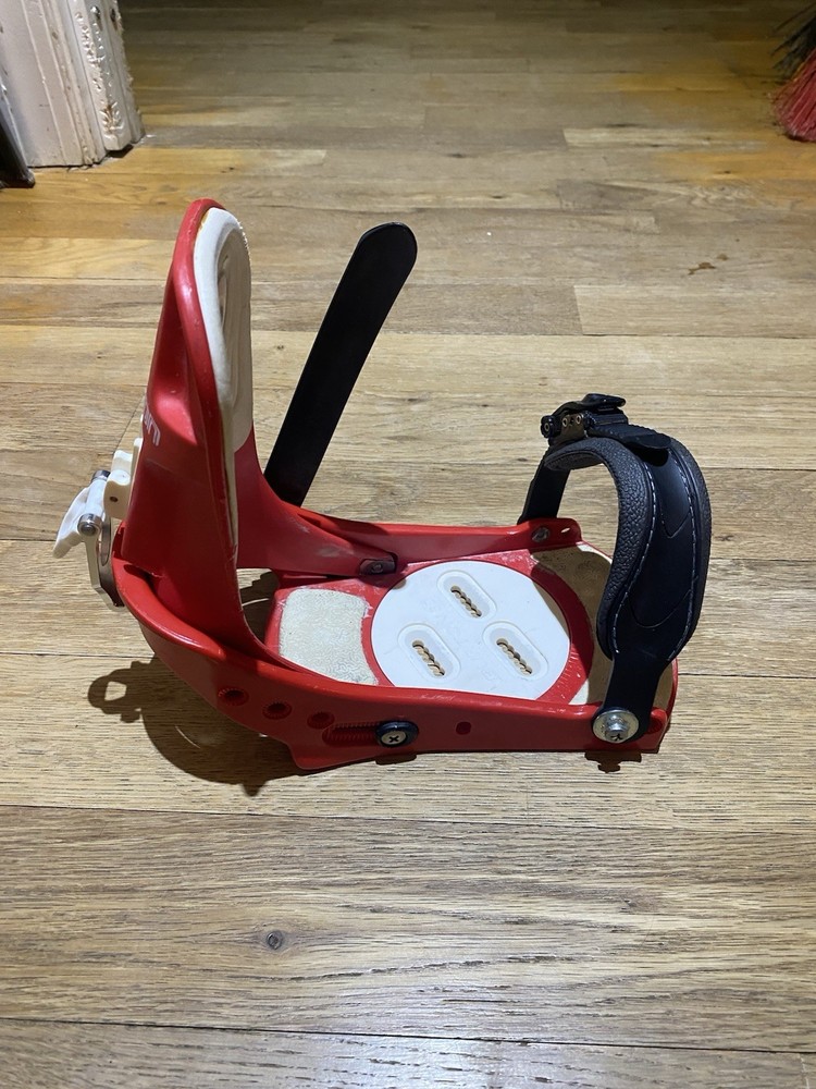 Burton Red And White Custom Snowboard Bindings Size Small