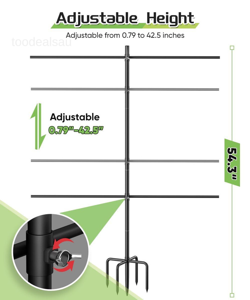 5-Prong Base Target Stand, Adjustable Metal Shooting Medium, Black