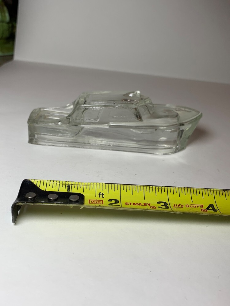 Vintage WW2 boat shaped glass Candy Container