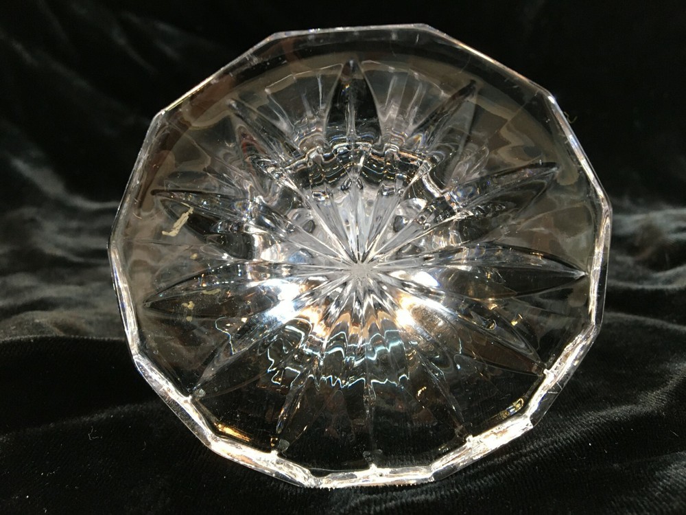 Clear Footed Crystal Glass Vase Etched Wheat